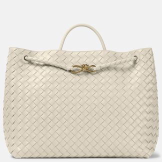 Bottega Veneta Sac Andiamo Large en cuir Intrecciato  en blanc