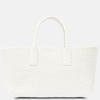 Bottega Veneta Sac Cabat Small en cuir en blanc