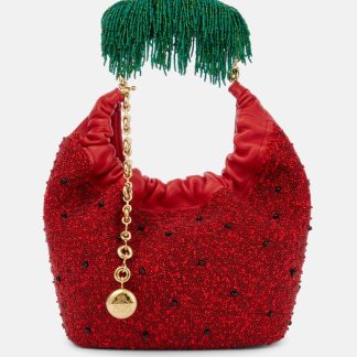 Loewe Sac Squeeze Fruit Mini en cuir à perles en rouge