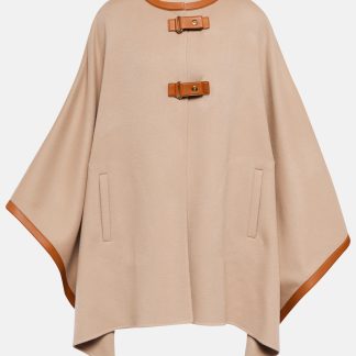 Loro Piana Cape Kirna en cachemire et cuir en beige