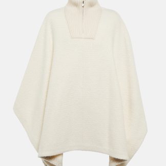 Loro Piana Poncho Britney en cachemire et soie en blanc