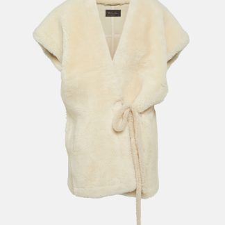 Loro Piana Veste sans manches oversize Huda en shearling en blanc