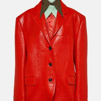 Prada Blazer en cuir en rouge