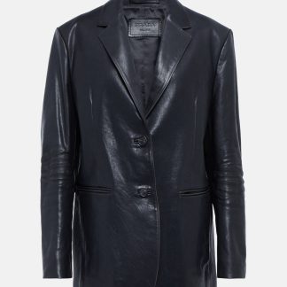 Prada Veste en cuir en noir