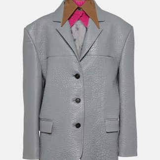 Prada Veste oversize en cuir en gris